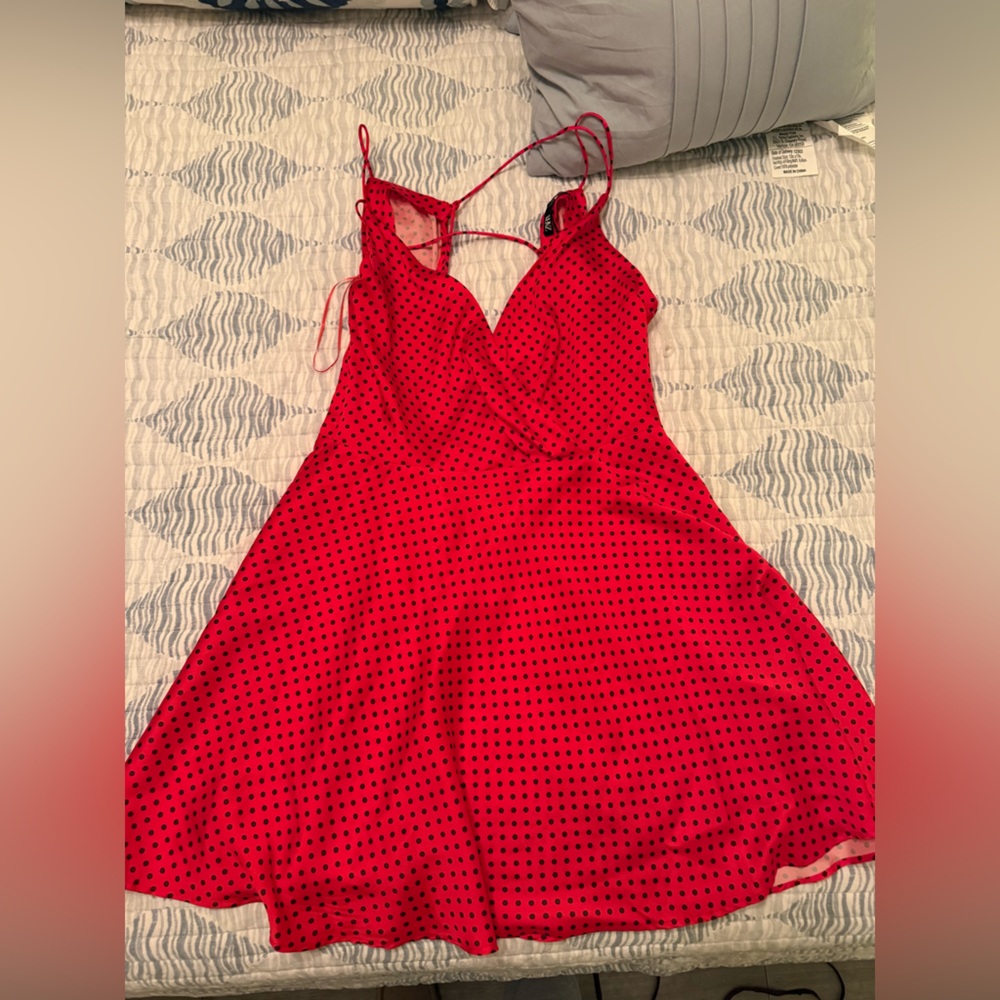 Zara Red Dress with Black Polka Dots